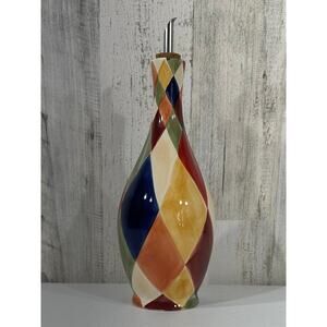 Artimino Ciao Harlequin Oil Jar With Drizzle Spout Hand‎ Painted Diamonds
